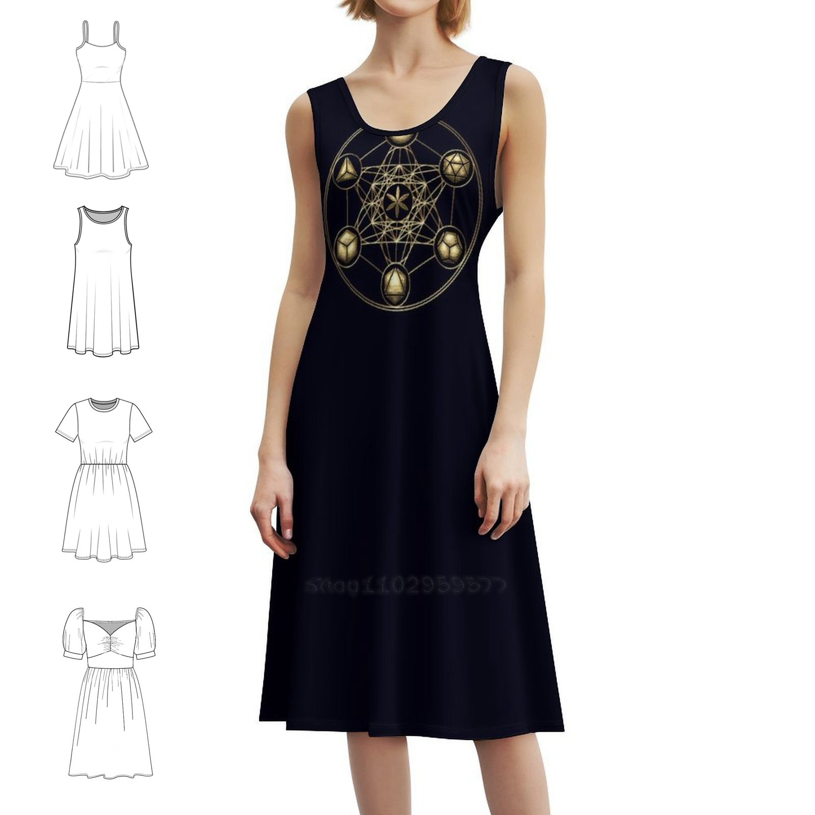 Women Fashion Gown - Platonische Solids Metatrons Kubus Bloem Van