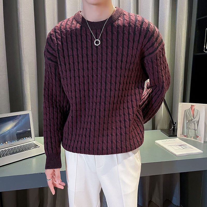 Ribbed Knit Sweater - Heren Dikke Trui Herfst Winter Dikke