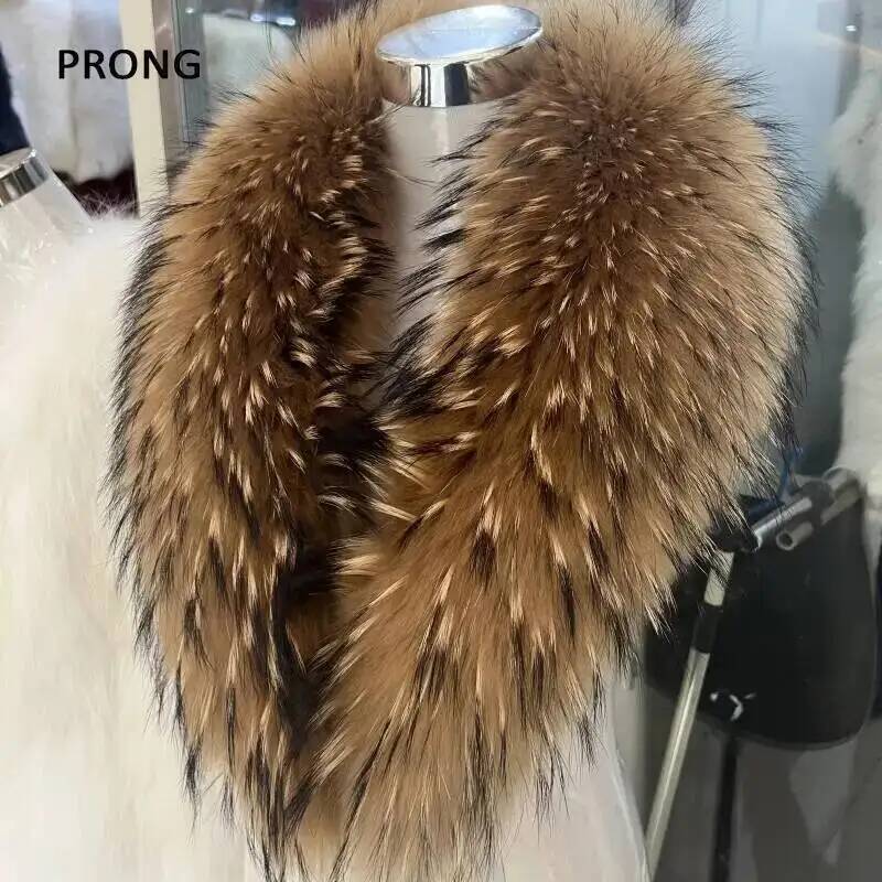 Women'S Fashion Essentials - Natuurlijke Wasbeer Bontkraag Echte Bont Sjaal