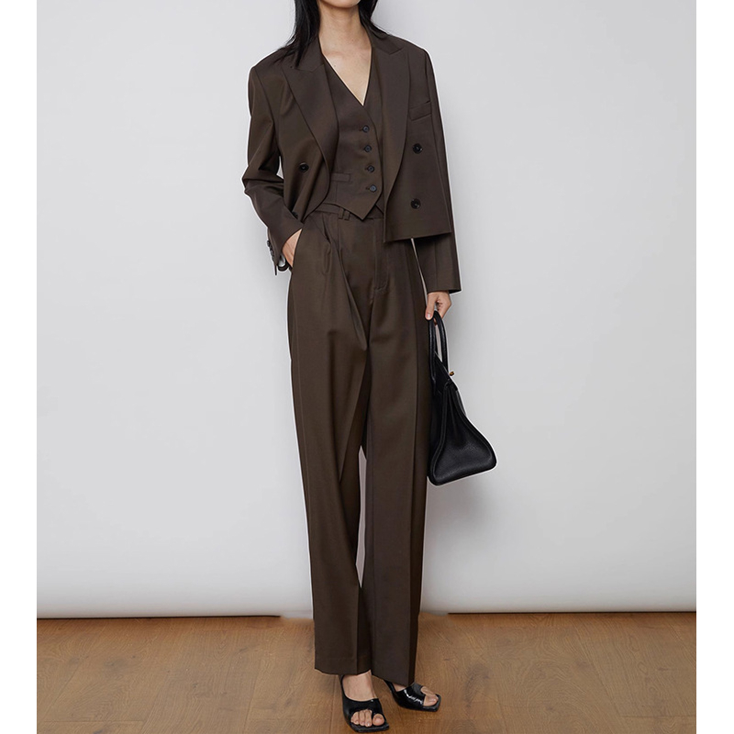 Women'S Fashion Blazer - Allingentle Damespak 3-delig, dubbelgeknoopt colbert &