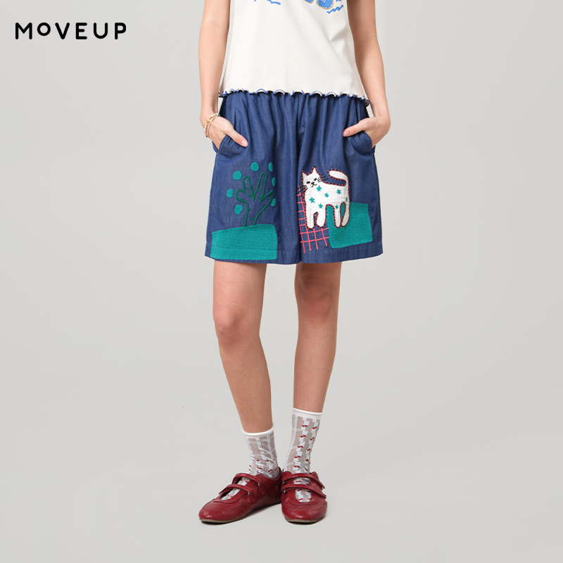 Women Fashion Fun - MOVEUP Casual denim shorts met wijde