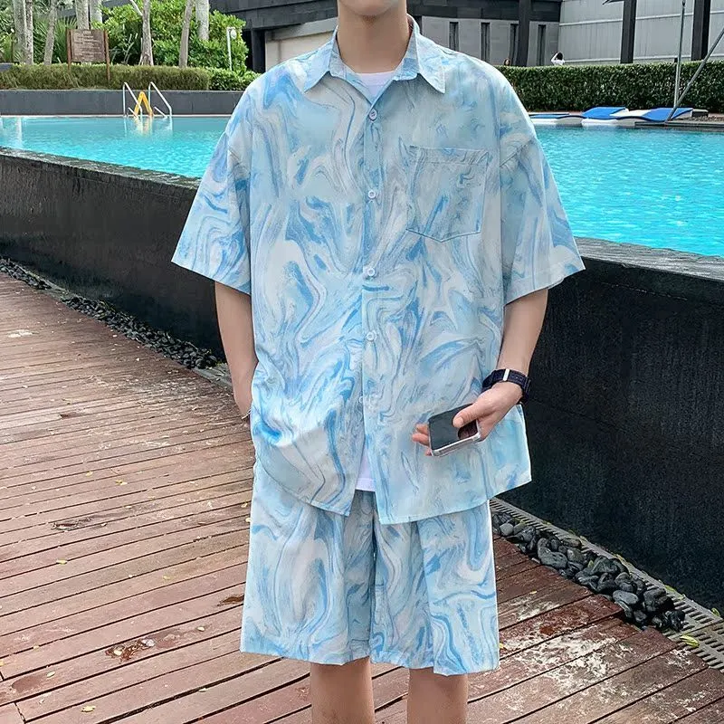 Tie Dye Two Piece - Hawaïaans strandhemd met tie-dye print voor
