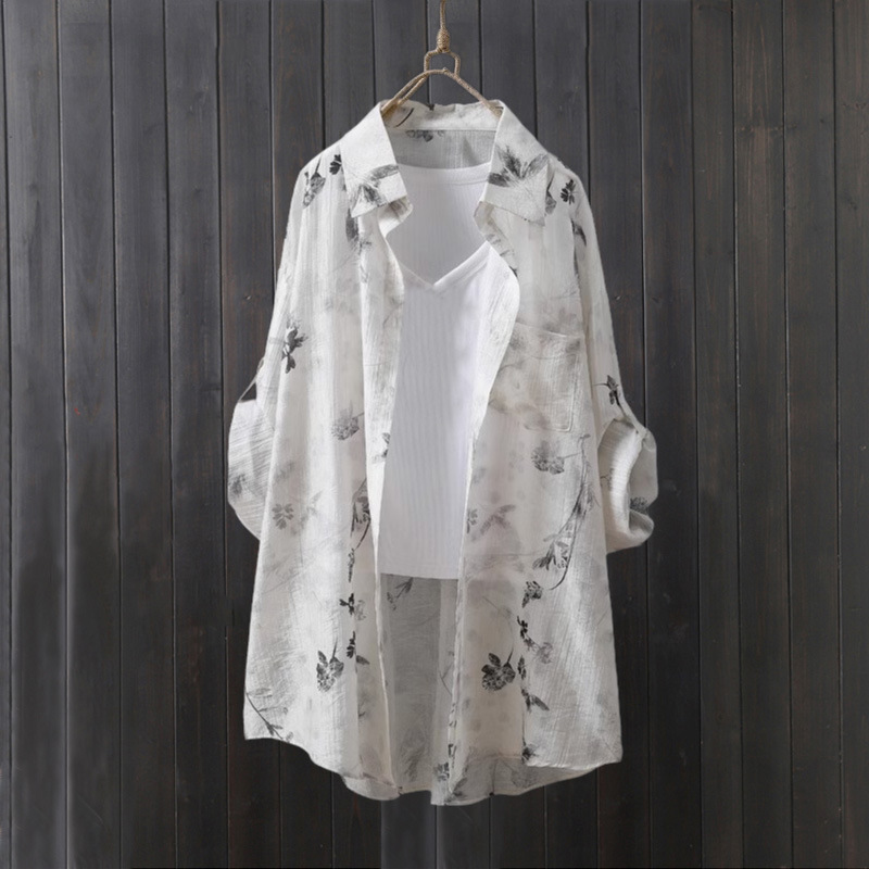 Women'S Fashion Long Coat - Tencel shirt dames dunne jas los