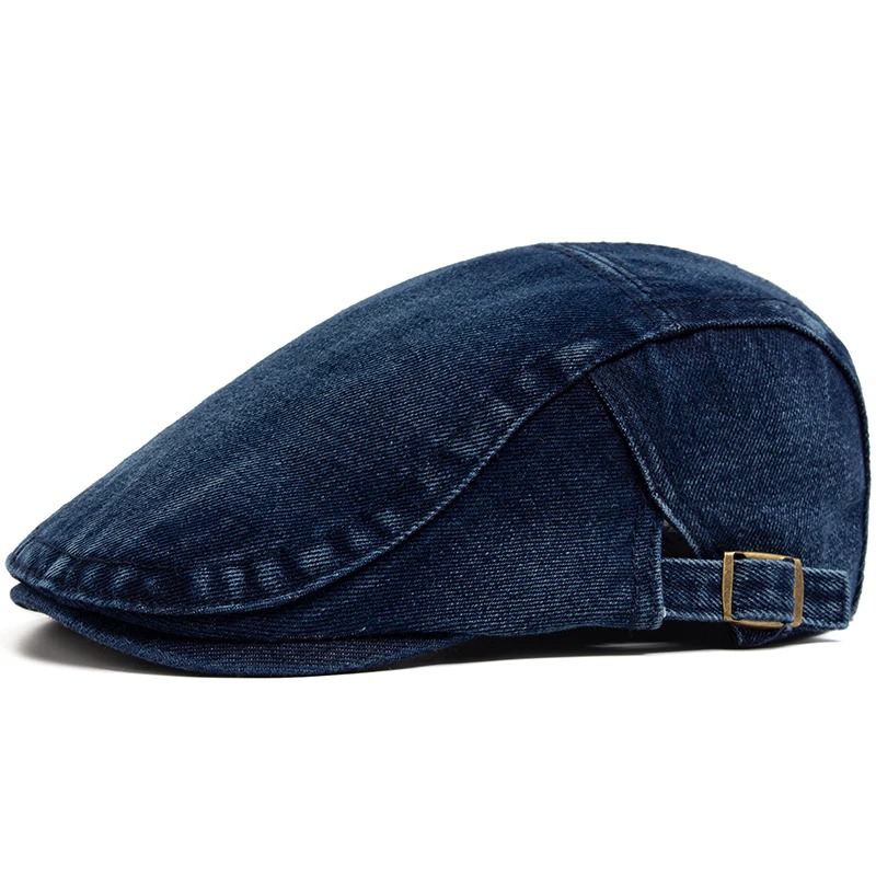 Women Fashion Nz - Verstelbare denim katoenen baret Vintage krantenjongenspet