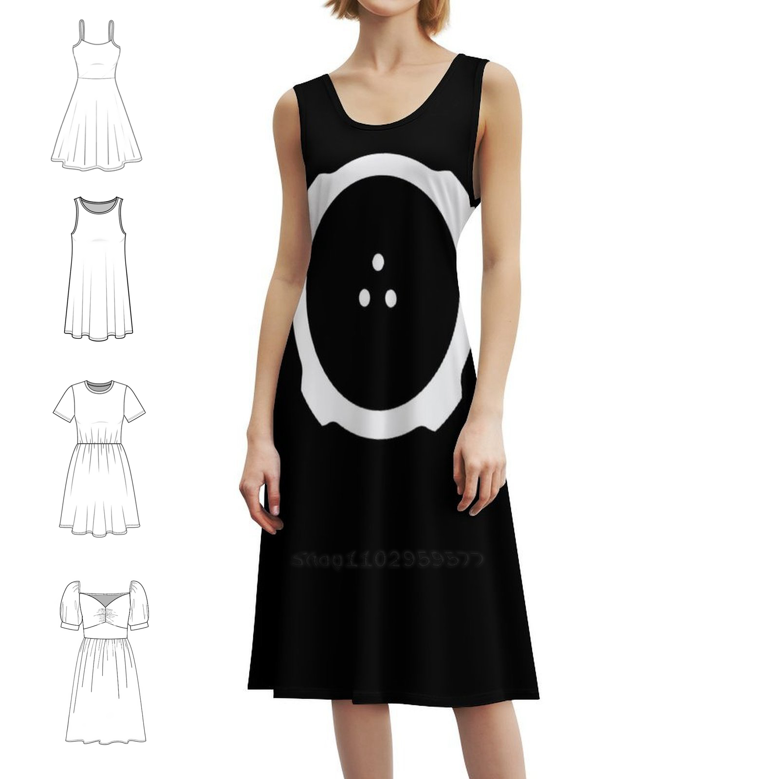 Smocked Dress Women - Ghost In The Shell Minimaal ontwerp