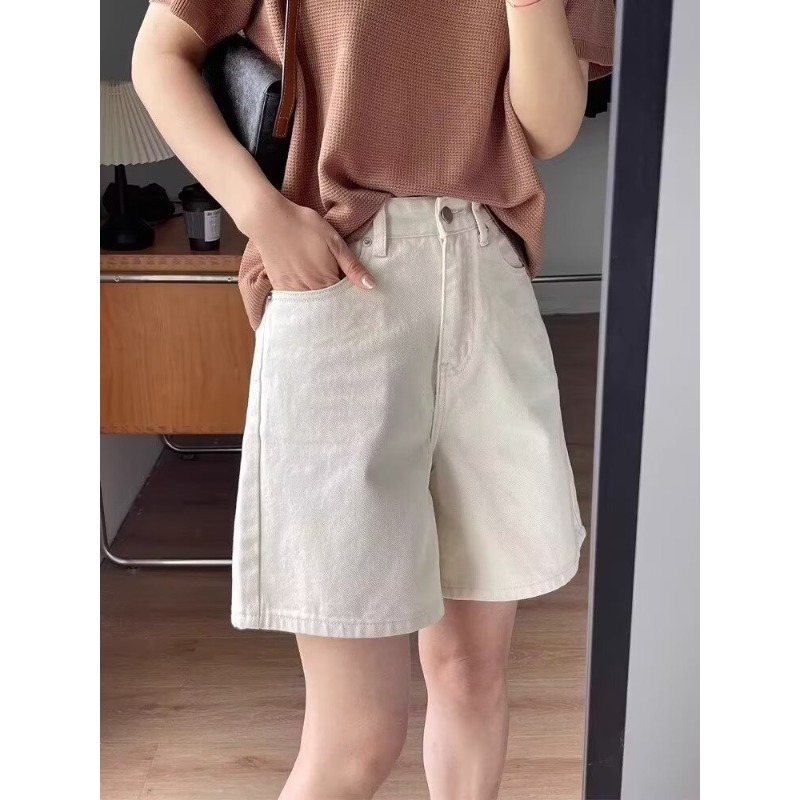 Denim Shorts Women - Denim shorts Damesjeans Wit Rechte pijpen