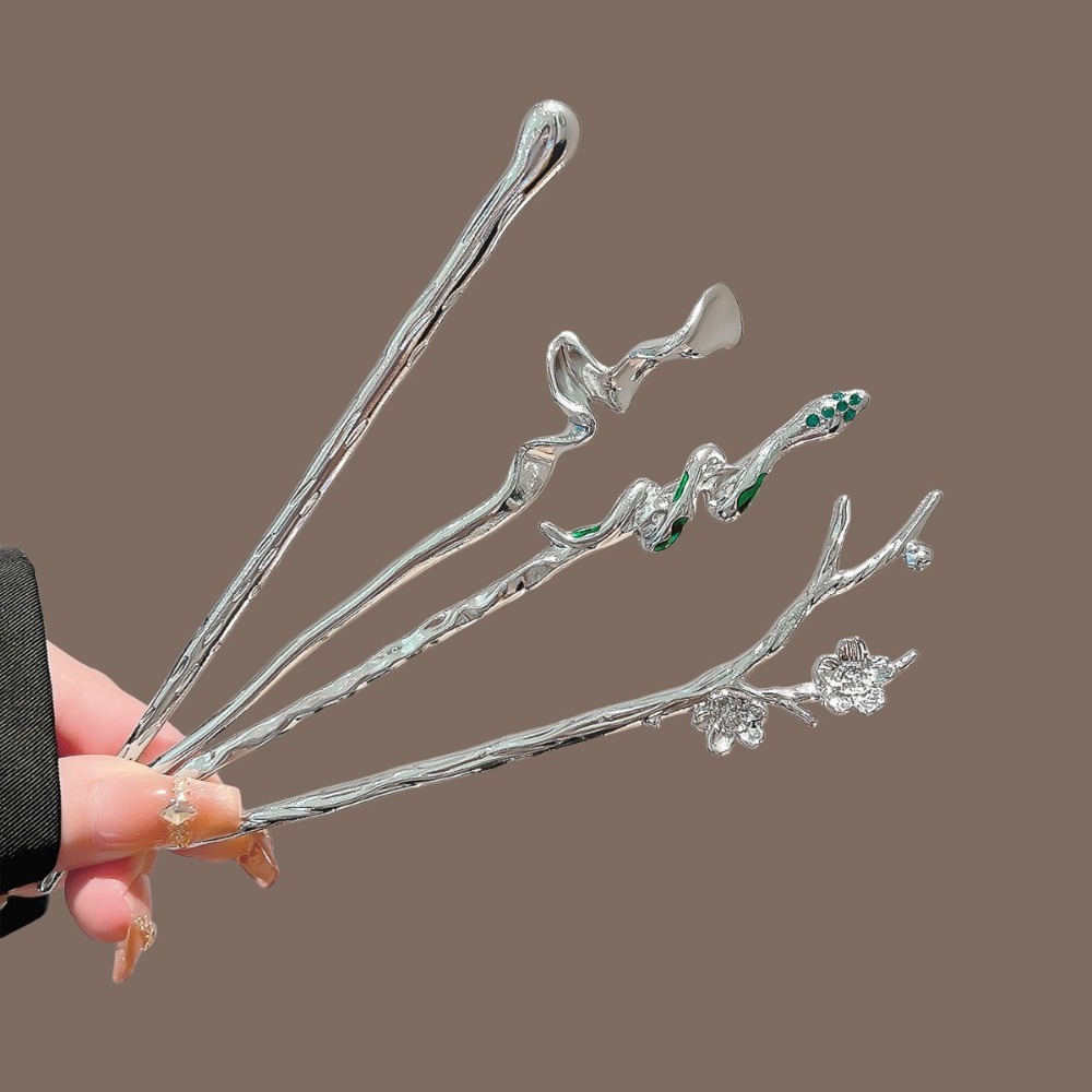 Women Fashion Hub - Nieuwe Chinese stijl zilveren metalen haarstok