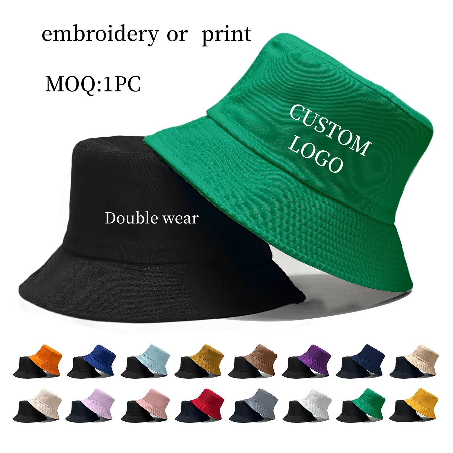 Bucket Hat Women - Aangepast logo dubbelzijdig visserspet lente zomer