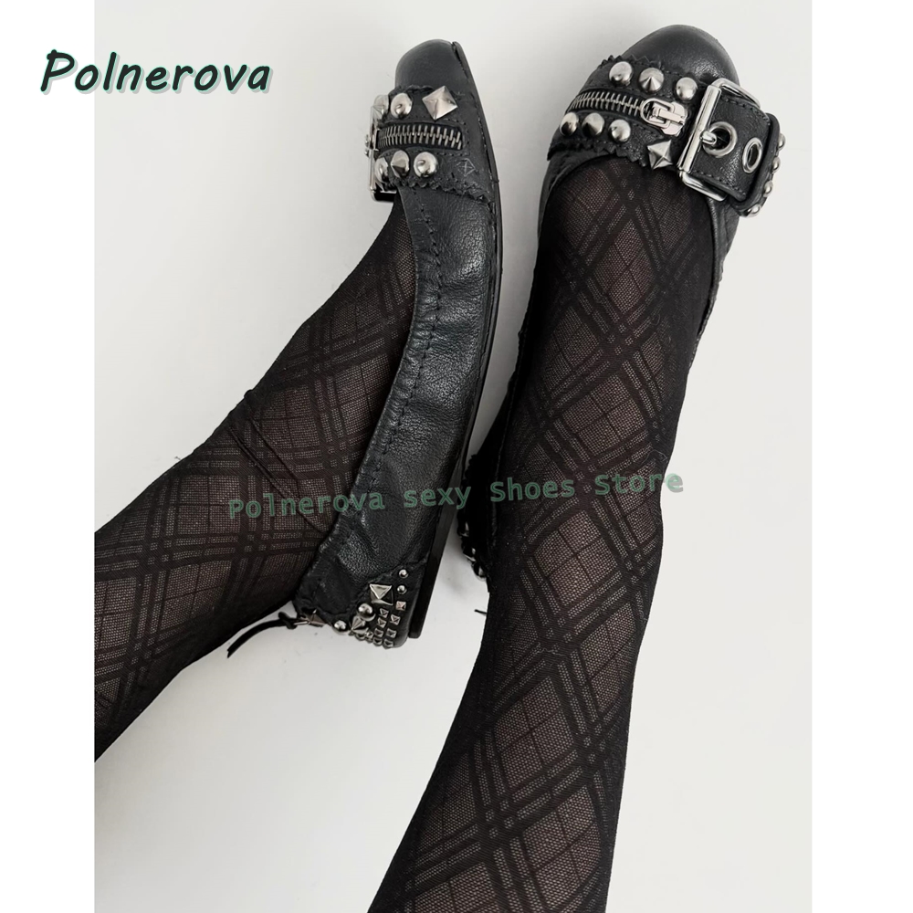 Women'S Fashion Walking Shoes - Klinknagelriemgesp Mary Jane schoenen spitse neus