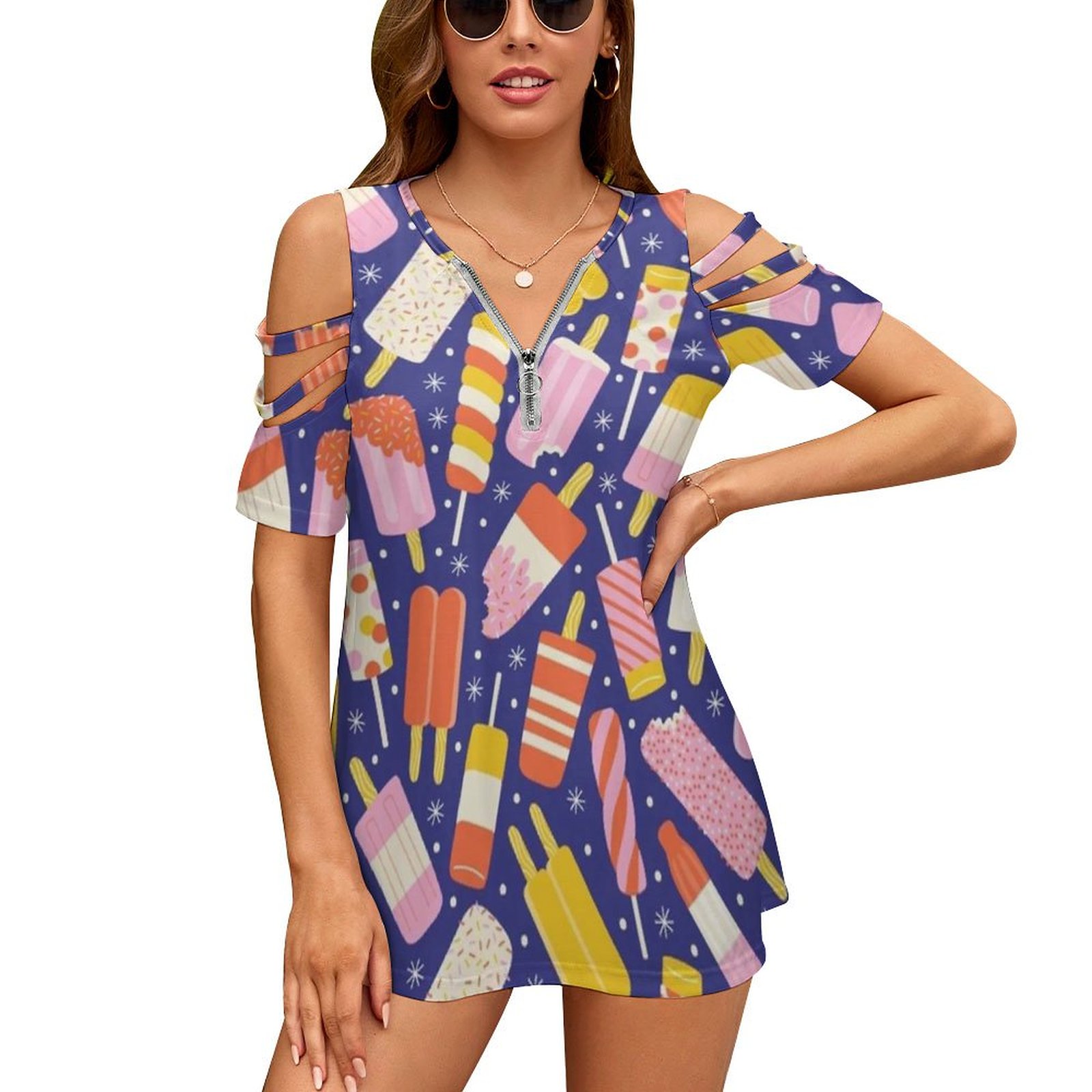 Women Fashion Vector - Ijslolly Nieuwe Mode Zip Off Schouder