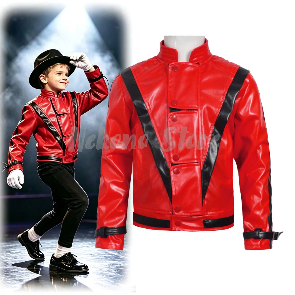 Women Fashion Jackets - Michael Jackson Thriller Scary Kostuum Rood