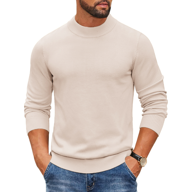 Ribbed Knit Sweater - 2026 Heren Mock Turtleneck Geribbelde Gebreide