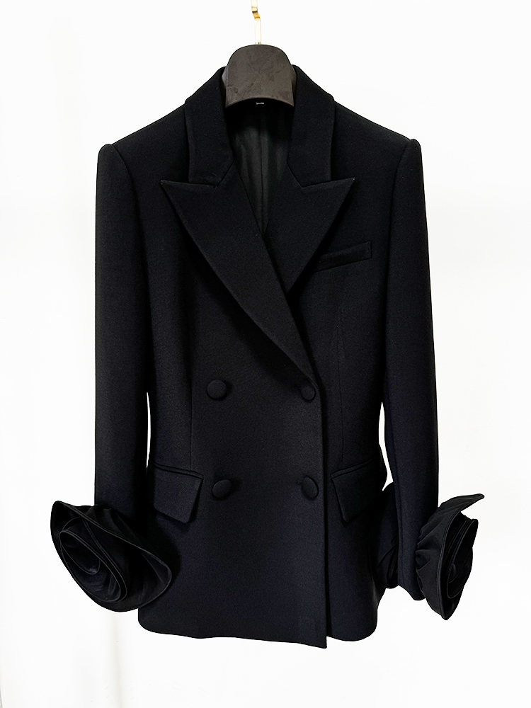 Velvet Blazer Women - High Street Nieuwste Mode-Designerjas Damesbloemen Appliqueert