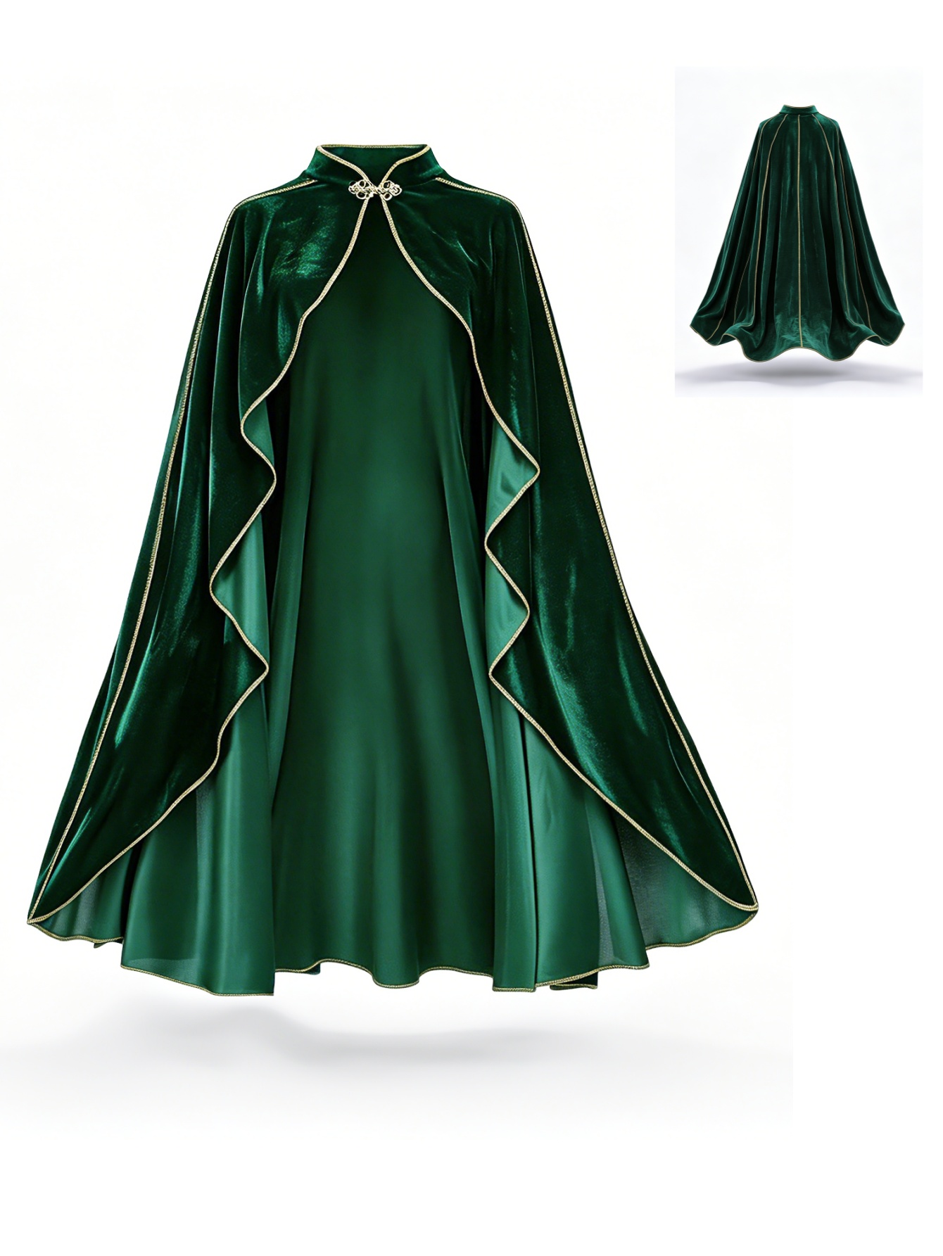 Velvet Blazer Women - Dames Vintage Groene Fluwelen Cape Mantel