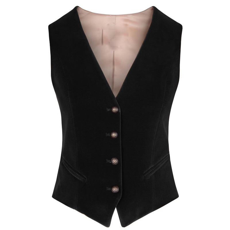Velvet Blazer Women - Dames fluwelen vest V-hals 4 knopen