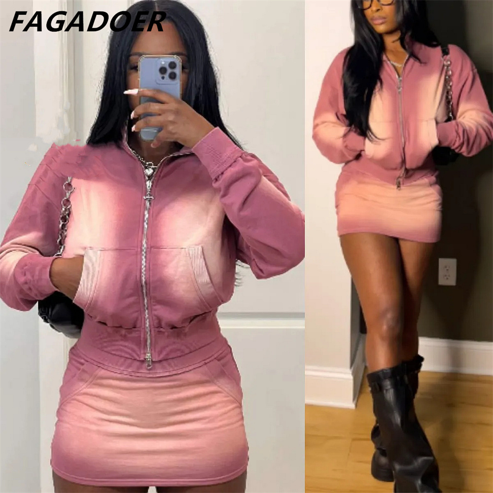 Tie Dye Two Piece - FAGADOER Roze Tie Dye Print Tweedelige