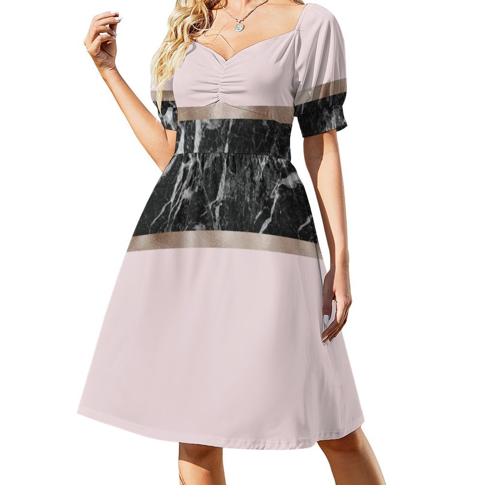Aardbeien en crème-zwart marme - Women Fashion Gown recensie en prijs
