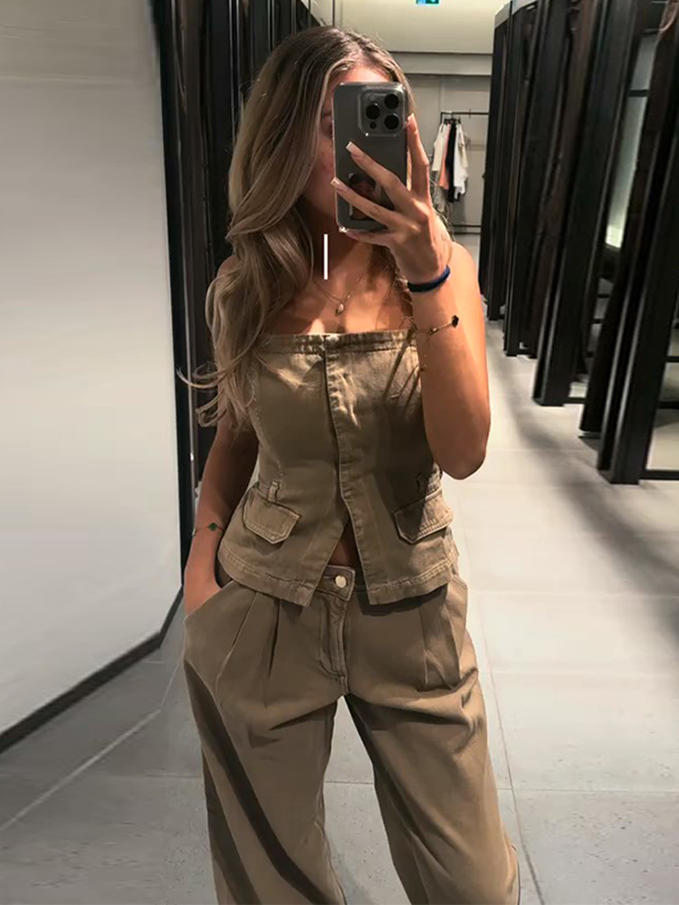 Y2K Dames Borstwrap Vest Panta - Women Fashion Jeans Top recensie en prijs