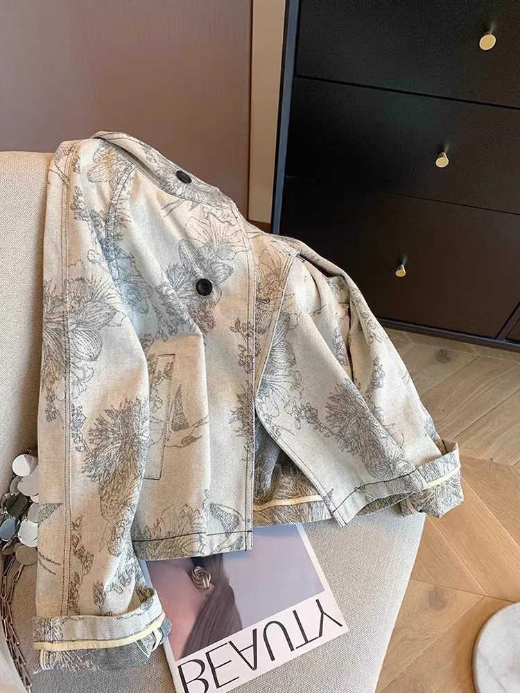 Vrouwen lichtgrijs print denim - Women Fashion Jeans Top recensie en prijs