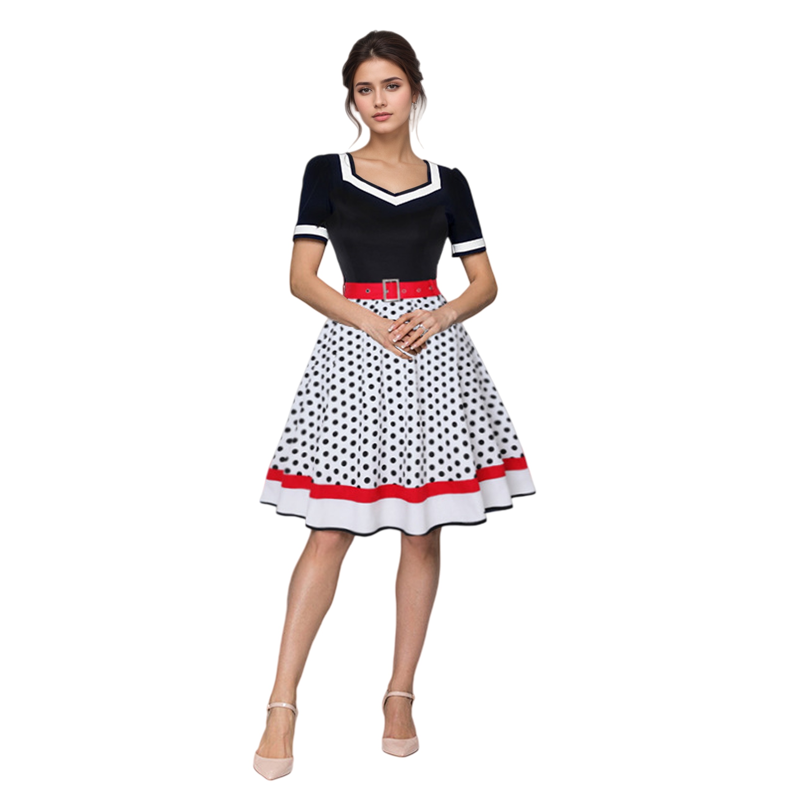 Vintage V-hals korte mouw swin - Women'S Fashion In The 50S recensie en prijs