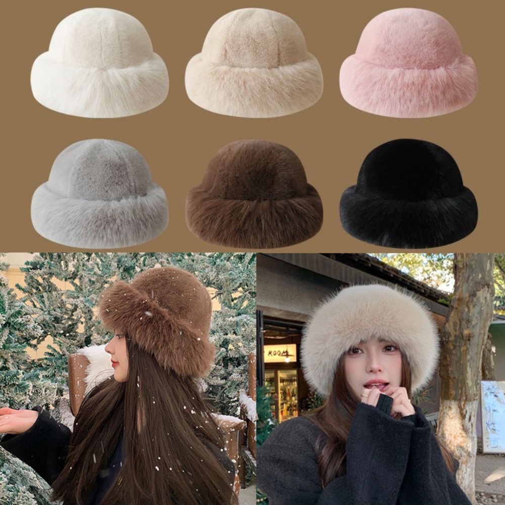 Nieuwe warme pluizige bont-emm - Bucket Hat Women recensie en prijs