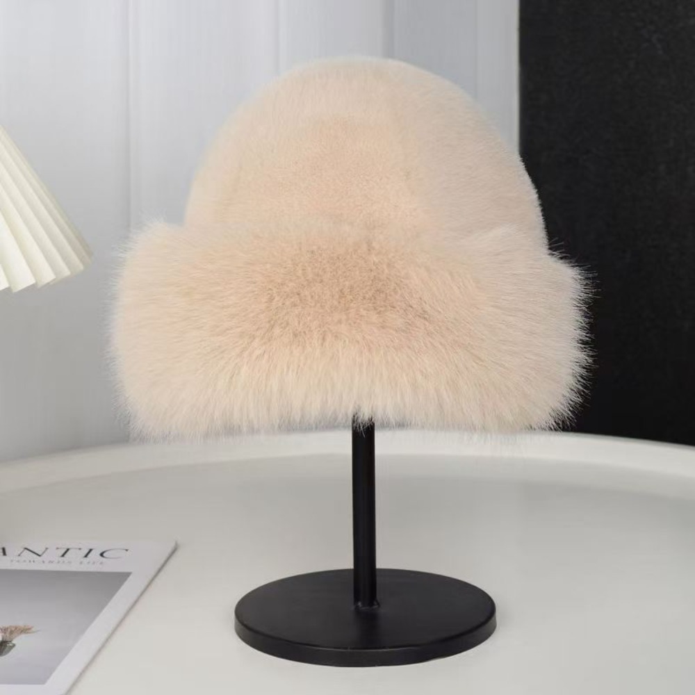 Nieuwe warme pluizige bont-emm - Bucket Hat Women recensie en prijs