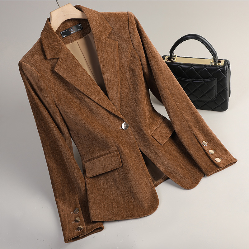 Geelgouden fluwelen blazer Dam - Velvet Blazer Women recensie en prijs