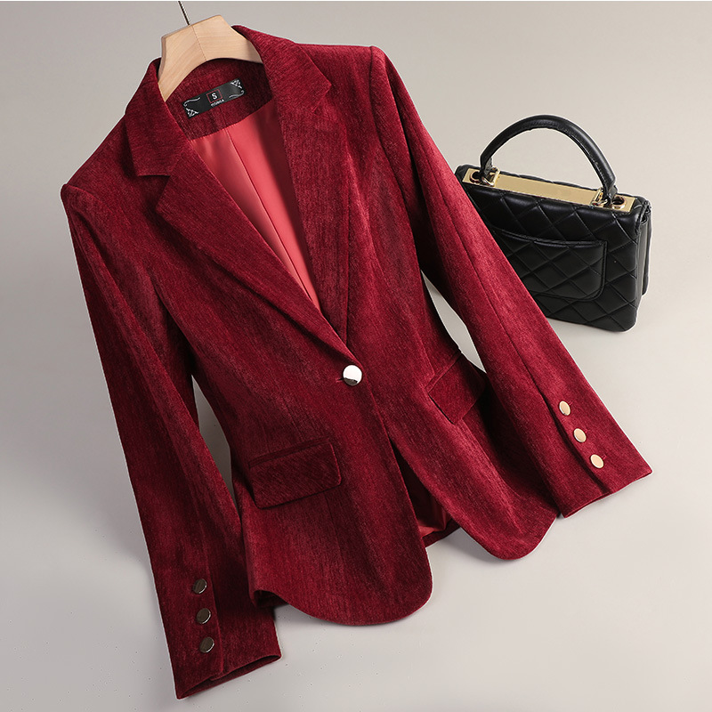 Geelgouden fluwelen blazer Dam - Velvet Blazer Women recensie en prijs