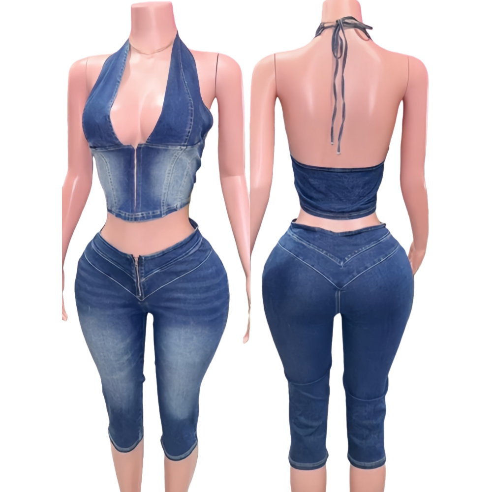 HLJ&GG Blauw Mode Denim Halter - Women Fashion Jeans Top recensie en prijs