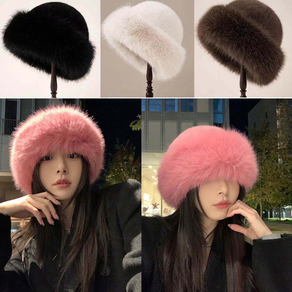 Nieuwe pluizige bontmuts effen - Bucket Hat Women recensie en prijs
