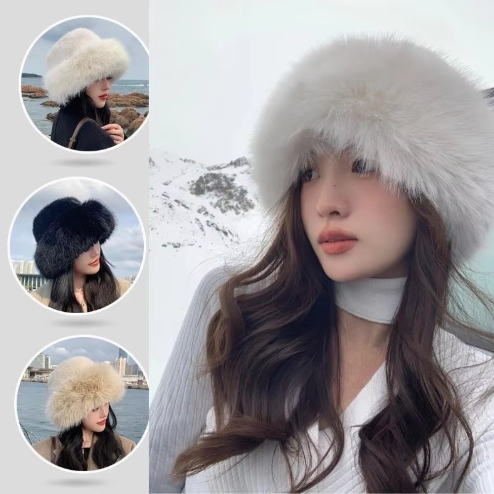 Nieuwe pluizige bontmuts effen - Bucket Hat Women recensie en prijs