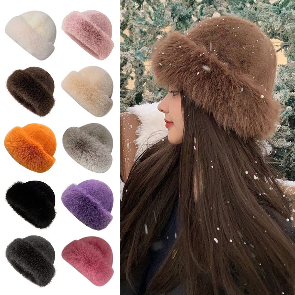 Nieuwe pluizige bontmuts effen - Bucket Hat Women recensie en prijs