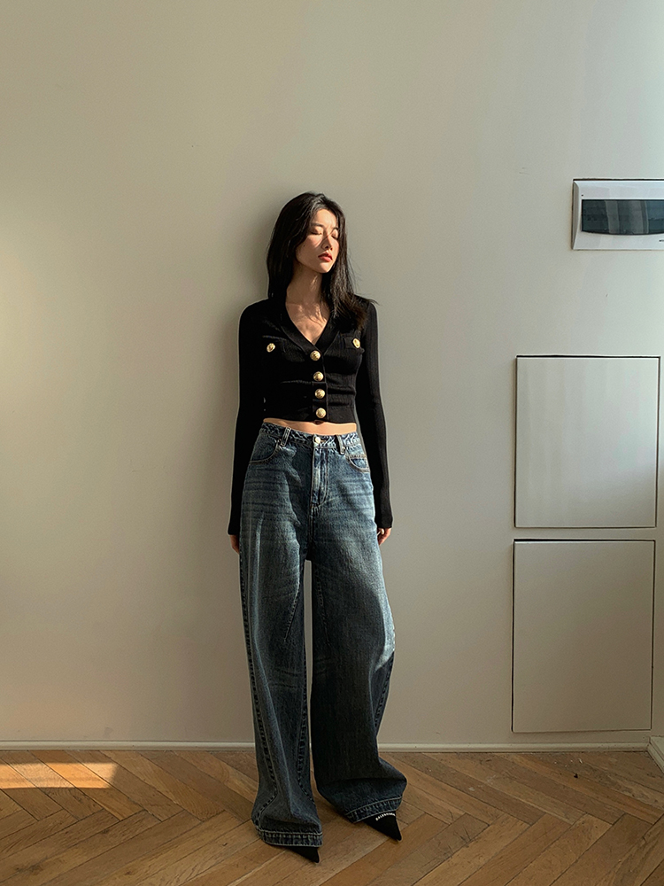 Gouden knop voorkant gebreid v - Women'S Fashion From The 90S recensie en prijs