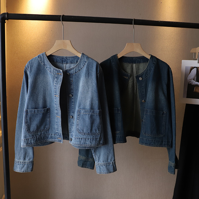 Mode O-hals Denim Jas Dames Ko - Women Fashion Jeans Top recensie en prijs