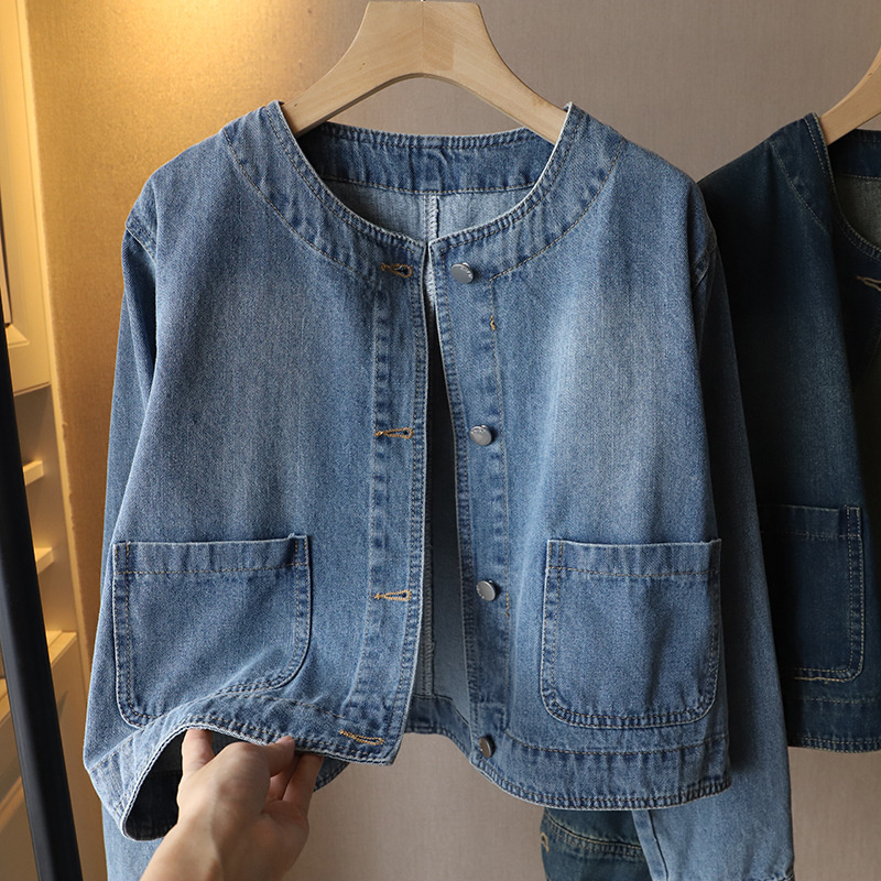 Mode O-hals Denim Jas Dames Ko - Women Fashion Jeans Top recensie en prijs