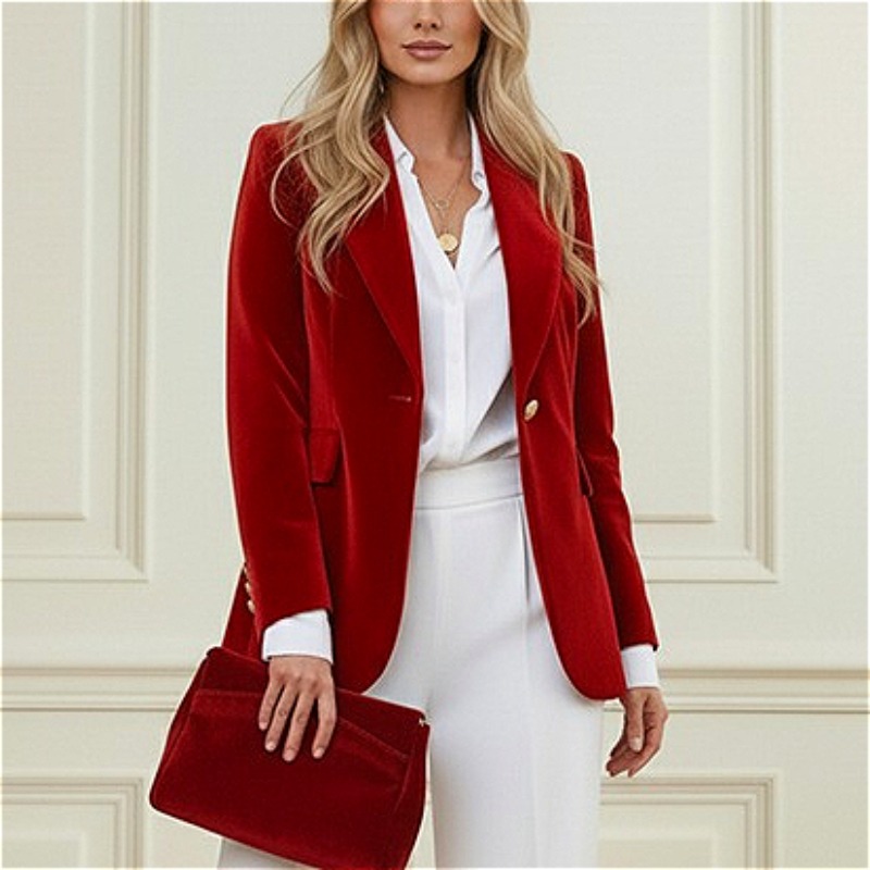 2026 Nieuwe Herfst Enkelknoops - Velvet Blazer Women recensie en prijs