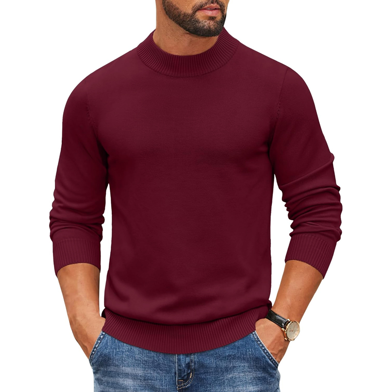 2026 Heren Mock Turtleneck Ger - Ribbed Knit Sweater recensie en prijs
