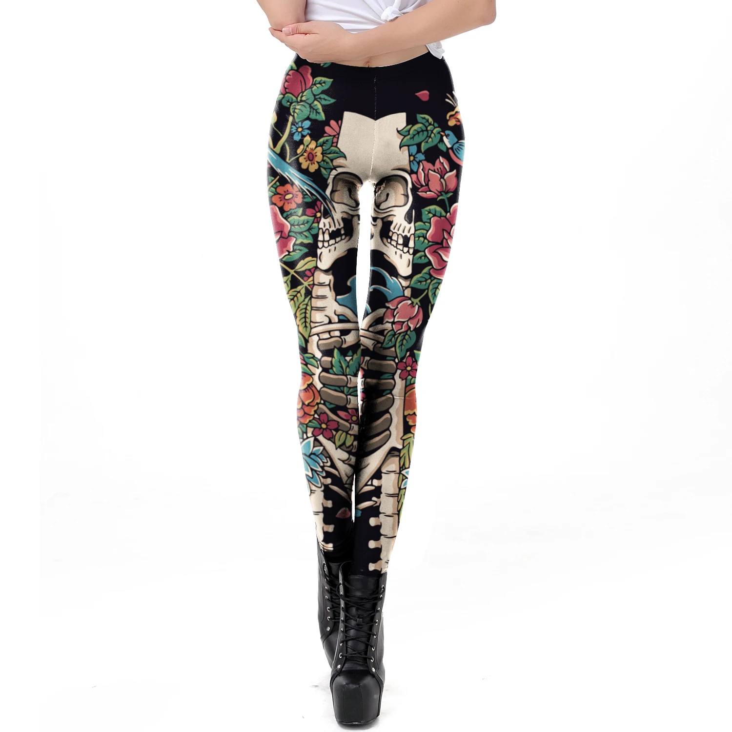 Mode Schedel Rose Print Leggin - Women'S Fashion Leggings recensie en prijs