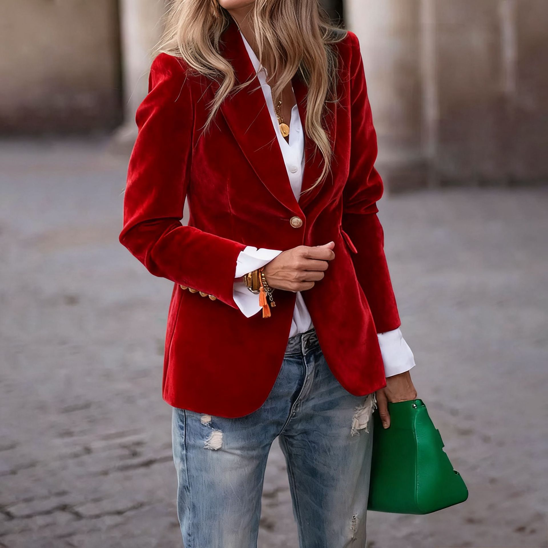 Dames fluwelen blazer revers e - Velvet Blazer Women recensie en prijs