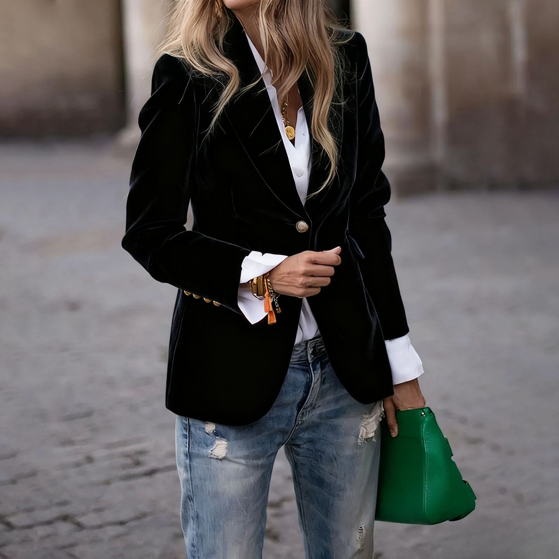 Dames fluwelen blazer revers e - Velvet Blazer Women recensie en prijs