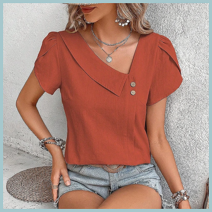 Zomerblouse 2024 in effen kleu - Women Fashion Blouse recensie en prijs