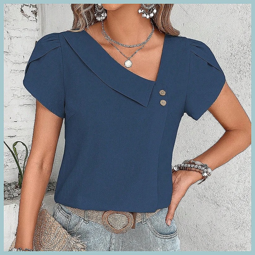 Zomerblouse 2024 in effen kleu - Women Fashion Blouse recensie en prijs