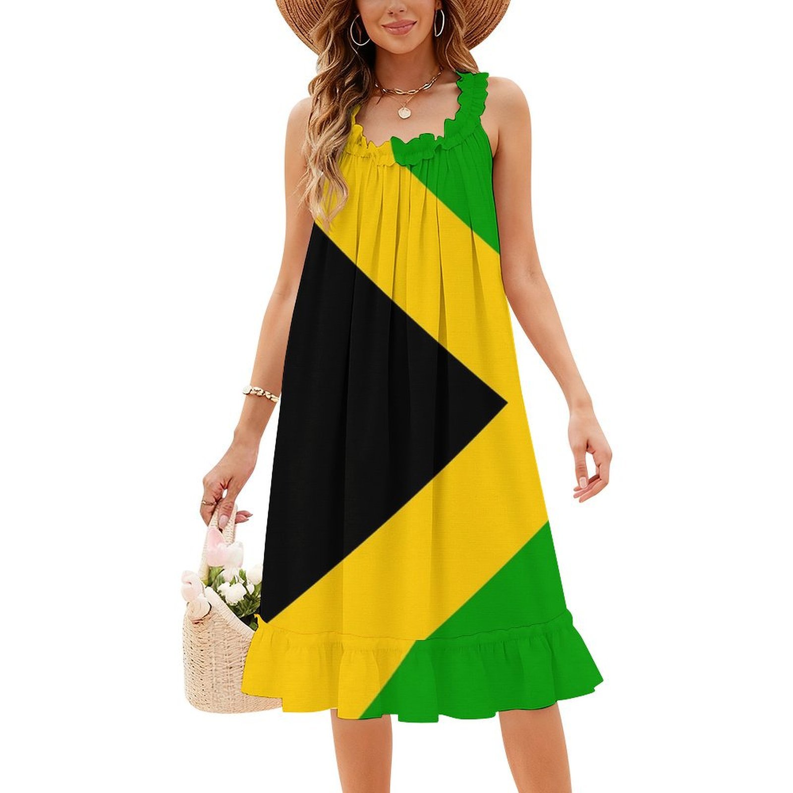Half gesneden Jamaicaanse vlag - Smocked Dress Women recensie en prijs