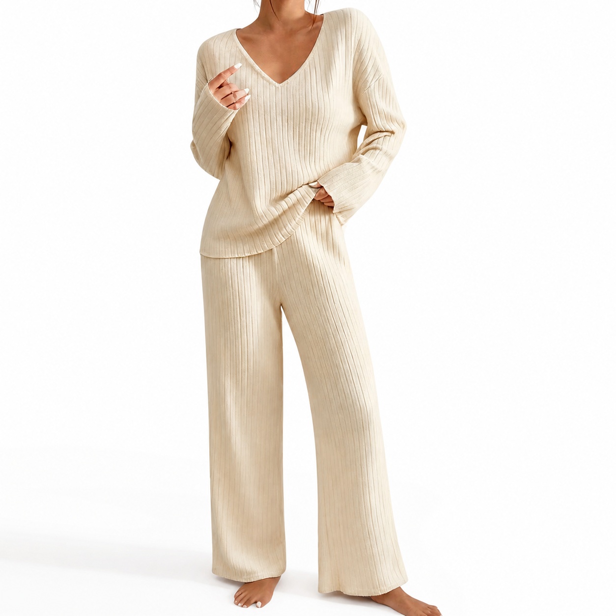 Dames herfst V-hals losvallend - Ribbed Knit Sweater recensie en prijs