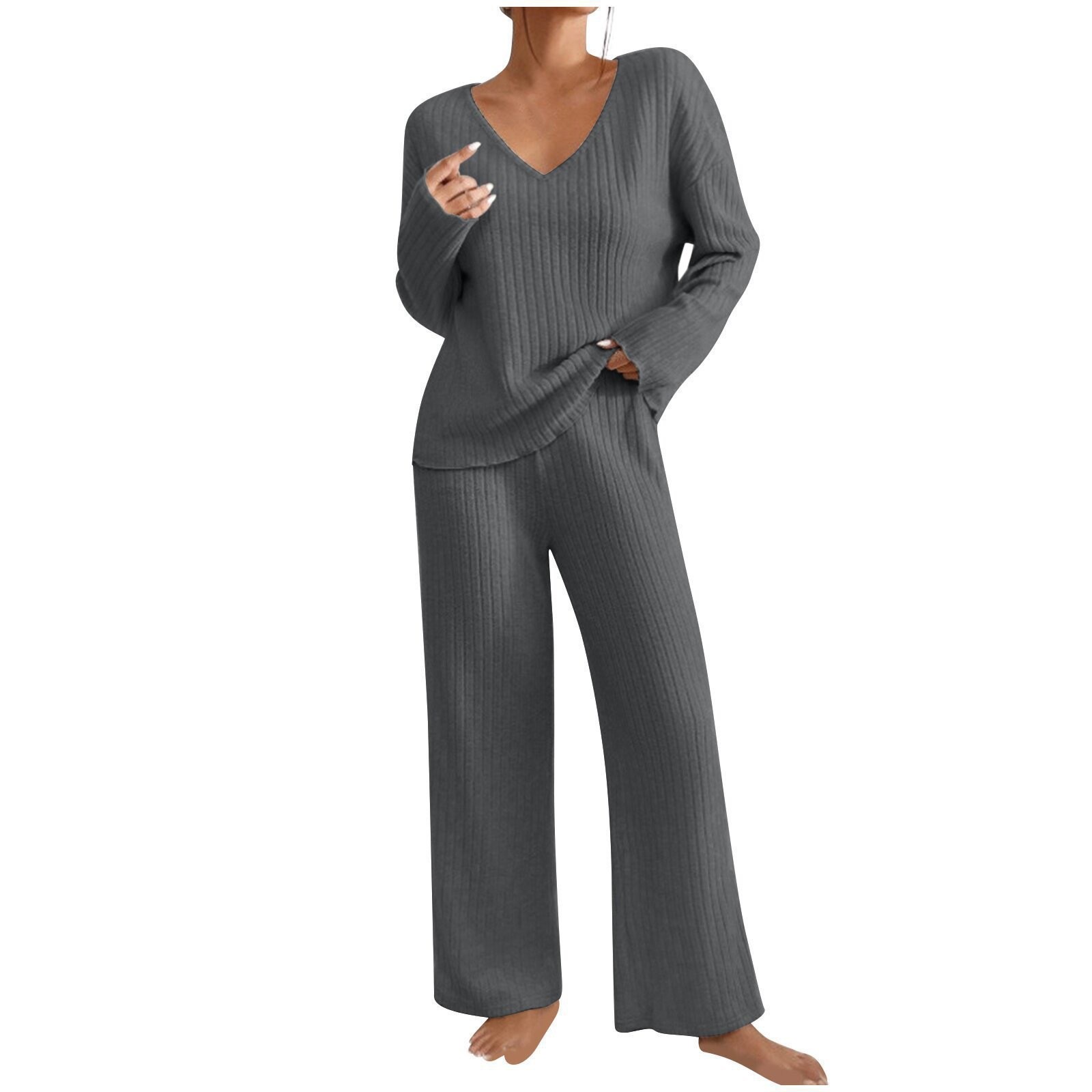 Dames herfst V-hals losvallend - Ribbed Knit Sweater recensie en prijs