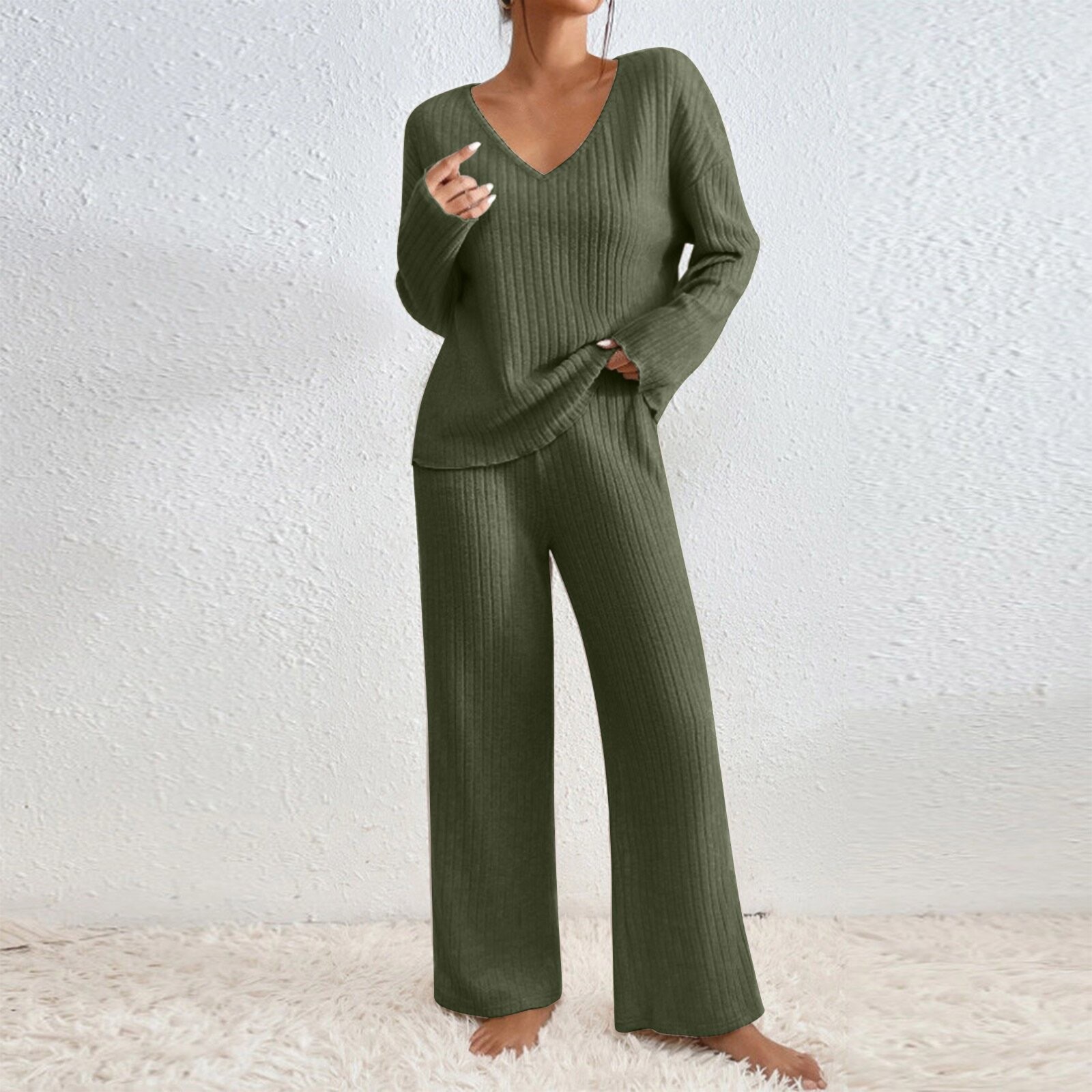 Dames herfst V-hals losvallend - Ribbed Knit Sweater recensie en prijs