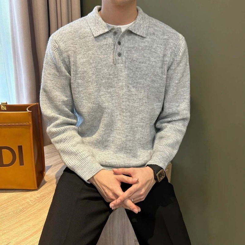 Heren polosweater met reverskr - Ribbed Knit Sweater recensie en prijs