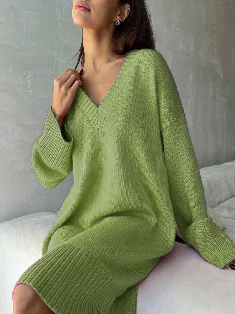 Plus Size Dames Jurk in Effen  - Ribbed Knit Sweater recensie en prijs